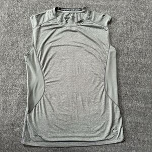 Nike Pro Combat Dri-Fit Fitted Sleeveless T Shirt Grey Athletic Mens Medium